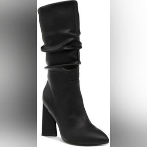 New Dolce Vita Women's Wandah Black Heeled Boots Slouchy Detail Block Heel #1411